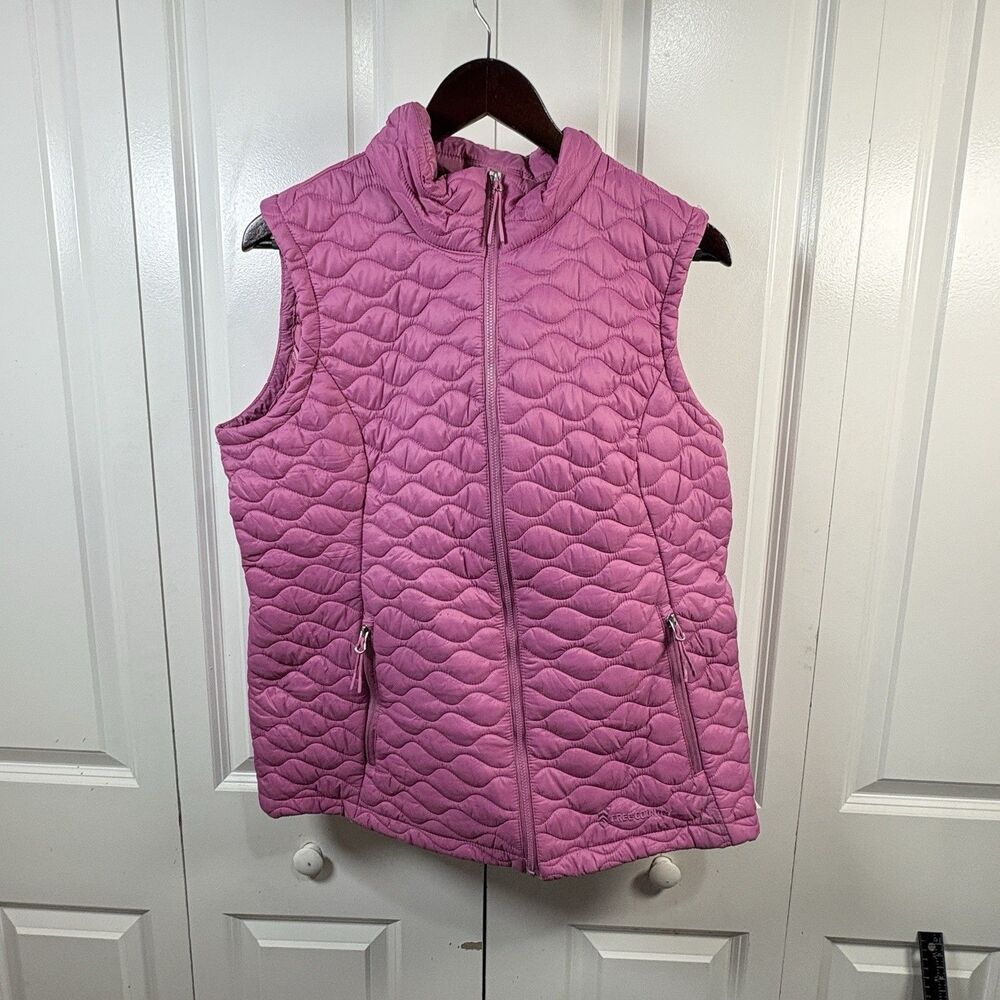 Free Country Quilted Vest Womens L Pink Zip Puffer Lightweight Warm Layer Cozy